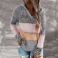 Dukseri pulover za žene Ženski Leopard Ispis Boja blok Dukseri Duks ubojite pletene dukserice