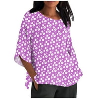 Apepal ženska ležerna bluza Bluza Batwing rukav labavi majice Boho posada Bočni podijeljeni vrhovi purple
