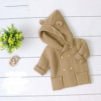 Borniu Toddler Winter kaput Toddler Baby Boys Girls Solid Boja Slatka uši pleteni vrhovi topli kaput