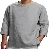 Glookwis Men Button rukava bluza Modne majice Ležerne prilike Slim Fit Pulover rukavi Solid Color Tops Basic Tee