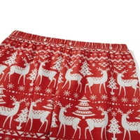 MubIneo božićna porodična pidžama, snježni snjegovi dugih rukava + duge jelene hlače, božićna veša sa