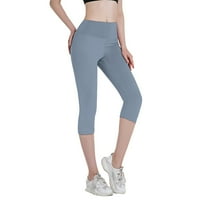 Xinqinghao ženske joge obrezirane hlače elastične struke pantalone za noge čvrste boje učvršćene vježbe hlače svijetlo plava xxl