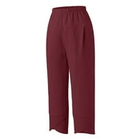 Hlače za žene Dnevno casual osam duljina džepova Elastična struka pantalone sa čvrstim bojama