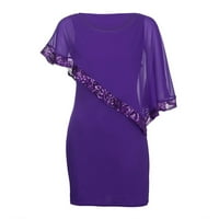 Haljina za žene, ženska moda plus veličine nepravilnog šifrenog šifona bez regaka bez kaiševa, okrugla vrata purple 5xl