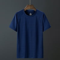 Carmen Muški ljetni pamučni okrugli vrat Slim Fit Majica Cool Basic Majica Duks, tamno plava, XL