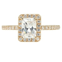 1. CT Sjajni smaragdni Clear Simulirani dijamant 18K žuti zlatni halo pasijans sa Accentima prsten sz 7.5