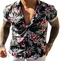 Prednjeg swalk muns vrhovi cvjetni print majica rever izrez majica za odmor Havajske ljetne košulje s kratkim rukavima bluza stil f l