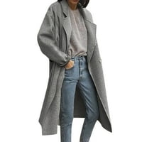 Riforla ženska zimska vuna tanka kaput dame jakna vitka dugačak kaput Čvrsta klasična rever labava odjeća