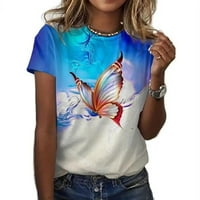 Scyoekwg vrhovi za žene Ležerne ljetne leptirske majice Crewneck Trendy Casual Ljeto Lagano kratki rukav majice Looze Fit Bluzes Dame Tops bijeli XL