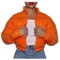 Zimske jakne za Women Plus Veličina Stilska žena Čvrsta stand-up Cardigan Owerwerwer Down Jacket podstavljeni kaput Orange L, AC2886