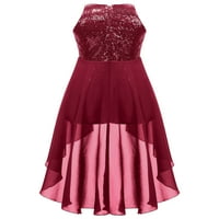 Aislor Big Girls Sequins Romper Formalna haljina Birthord Večernja Šifon Ball haljina 6- Burgundija