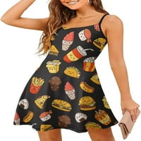 Taco Hamburger i pomfrit Ženske ljetne haljine Ležerne prilike bez rukava s rukavima s rukavima S-2xl