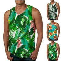 Mens Hawaiian Cvjetni spremnik na plaži Moderski tropski grafički grafički majica bez rukava bez rukava za odmor Bluza
