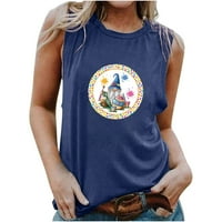 Ženska majica bez rukava Slatka gnome jaja Grafički print TANP TOP Slim Fit casual bluza Crewneck prsluk