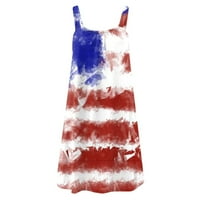 Usmixi haljine za žene 4. jula Patriotski visoki struk Shap Shab Spremnik mini haljine Crewneck Američka