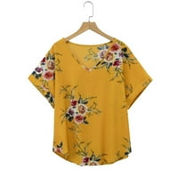 Yotyukeb Womens Tops Fashion Women Plus Veličina V-izrez Cvjetni print Cvjetni print Casual Top bluza