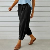 Amidoa žene sa čvrstim širokim nogama palazza hlače visoki ležerni u ležernim salonom Dugme pantalona