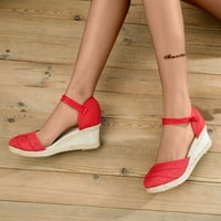 Sawvnm Summer Dame Cipele Platform Klin na petu Zatvorene sanduke Ležerne prilike ženske sandale za odrasle Red Amerike: 7.5