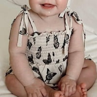 Baby Girls casual bez rukava beige leptir Print Romper haljina ljetna odjeća