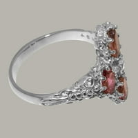 Britanski sterling srebrni kubni cirkonijski i ružičasti turmalinski prsten klastera - Opcije veličine - Veličina 11.25