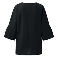 Fjofpr Ženski vrhovi rukav ženski Ljetne casual majice Solid boja labavi fit pulover bluza