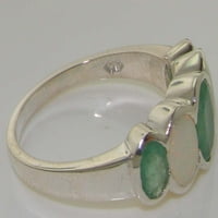 Britanci napravili spektakularni 9K bijeli zlatni prirodni smaragdni i opal ženski prsten - Veličine opcije - veličina 10.5