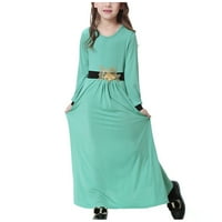Haljina za mališana s dugim rukavima V-izrez muslimanska duga boja Block Baby Essentials Green 15- godina