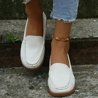 Aaiymet visoke casual cipele za žene dame modne mulbolorske kožne cipele meke jedine ravne casual cipele, bijele 6.5