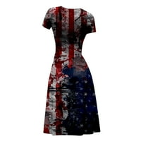 Ženska haljina Ljetna haljina cvjetni omot V izrez kratki rukav ženski pletene haljine Slim tiskane haljine čipke Flowy Smared Midi haljine, Navy & XL