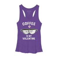 Kafa je moja majica za valentinovo ženska ljubičasta heather grafički racerback tenk top - dizajn od