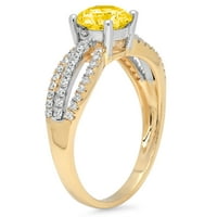 1.27ct okrugli rez žuta simulirana dijamant 18k žuta bijela zlatna godišnjica za angažman prsten veličine 6.25