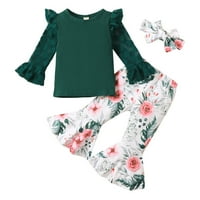 Odjeća za djecu Djevojke odijelo čipkasti tački od tiskanih rukava na vrhu majica i suncokret cvjetni pantalone