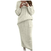 Stmixi sa odijelo za žene za žene Ženski džemper Lounge setovi za zimu Ugodni pleteni džemper i suknje setovi sa džepom Casual Solid suknja Postavlja salona ispod 10 USD
