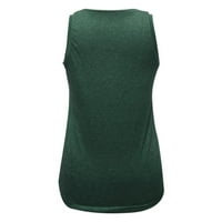 Drpglely majice za žene Pring i Ljeto Jednostavno učvršćeno u boji V izrez džep prsluk bez rukava Bluza Green M
