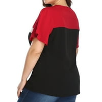DRPGUNLY T majice za žene modne žene casual blok boja na vrhu majica kratkih rukava s kratkim rukavima,