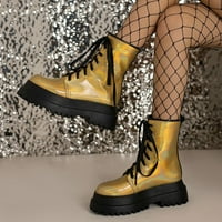 Punk stil Modni trend Vanjska trgovina Veliki komforni okrugli nožni kvadratni peti guste potpetice Žene gležnjače, žuto