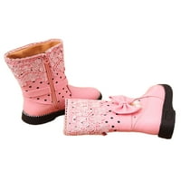 Lacyhop Girls Hodanje Neklizajući Stan Kratki Bootie Child Compune Casual Toplo obložene zimske čizme Udobne patentne patentne cipele Pink 11.5c