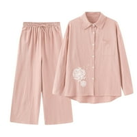 Ženska odjeća za bluze za bluze hlače setovi casual dugih rukava V izrez kratke hlače modna ulična odjeća ružičasta s