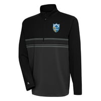 Muška antigua Crna Los Angeles Chargers TEAM Logo bacanja PACE Quarter-Zip Pulover Top