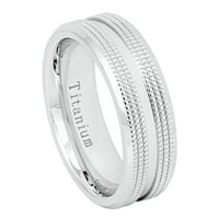 Udobnost fit titanijumski vjenčani bend bijeli sjajni dvostrani milgrain titanijumski prsten