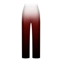 Široke pantalone za noge za žene casual džep elastični struk stilski pantalone za ispis Labavi fit pantalone