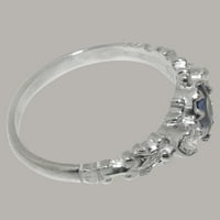 Britanci izrađeni sterling srebrni pravi originalni safir i kubični cirkonijski ženski Obećani prsten