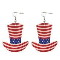 Heiheiup USA Američka zastava Danger Cap Oblik boemskih minđuša za žene Patriotic 4. jula Duge minđuše