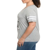 Ženska plus veličina Mickey Mouse V-izrez Majica Classic Retro Heather Siva Veličina 1x