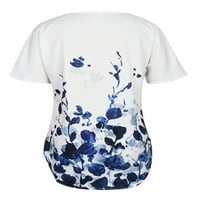 Yolossia Womesn kratki rukav V izrez Frield majica Floral Tunic bluza