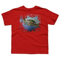 Morska kornjača dječaci crveni grafički tee - Dizajn od strane ljudi L