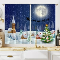 Innerwin božićni prozor za zavjese kratki panel Topper Santa Drapes šipka za šipke Početna Moderna Valance Poluista Sheer Tiers Cafe Style - W: 35 H: 47 *