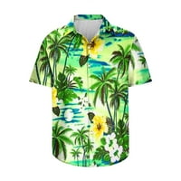 Radna bluza, muške 3D havajske košulje cvjetne tipke s kratkim rukavima dolje ljetna plaža majica za odmor zelena 12