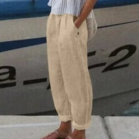 Daznico žene Čvrsto stručne hlače sa visokim strukom modne vučne hlače za elastične pantalone udobne ravnotežne pantalone s džepovima hlače za žene kaki xxxl