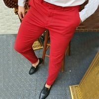 Nendm muške ležerne hlače hlače hlače pantne hlače sa zatvaračem Elastični struk ravne hlače modne ležerne pantalone pjene hlače crveno x-velike